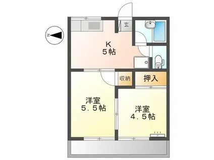 メゾン下倉田(2K/1階)の間取り写真