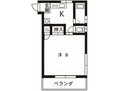 知井ハイツ(1K/2階)の間取り写真