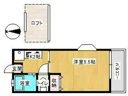 タマリクス(1K/1階)の間取り写真