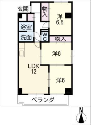 ノンブルメゾン(3LDK/6階)の間取り写真