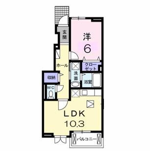 ブリリアント寺家IIA(1LDK/1階)の間取り写真