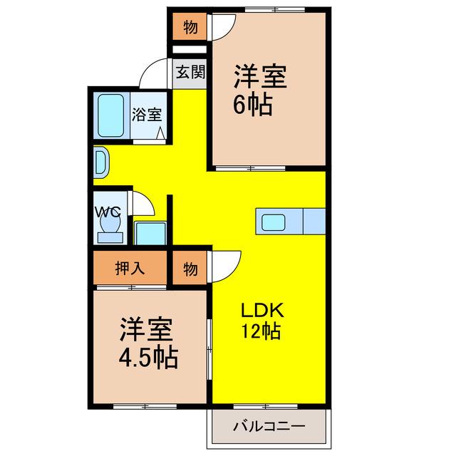コーポヒロコウ(2LDK/2階)の間取り写真