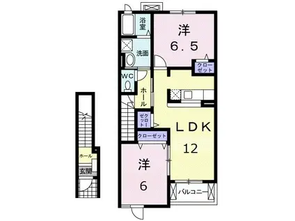 アルメリアB(2LDK/2階)の間取り写真