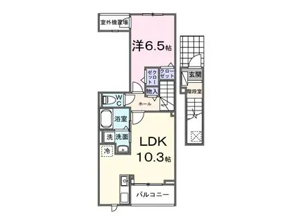 サニープレイス 古町(1LDK/2階)の間取り写真
