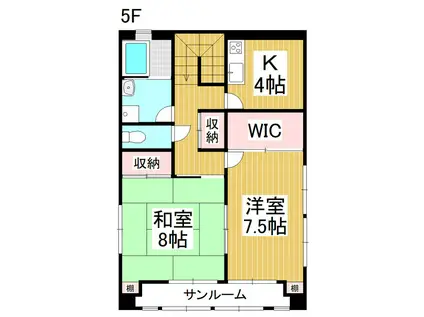 フナイビル(2K/5階)の間取り写真