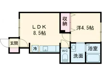 イーリッチテラス関屋本村(1DK/1階)の間取り写真