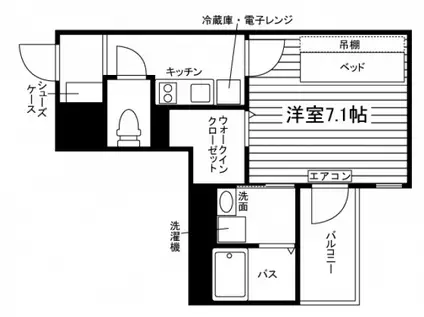ユマン南熊本(1K/4階)の間取り写真
