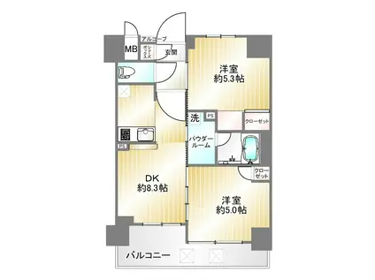 エステムプラザ神戸西IVインフィニティ(1SDK/8階)の間取り写真