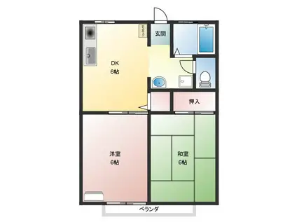 コーポサンドリーム(2DK/1階)の間取り写真