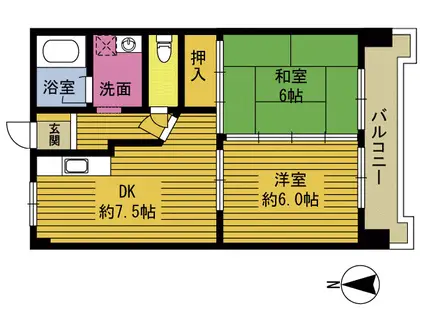 グリーンビル畑中(2DK/3階)の間取り写真