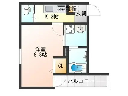 アッシュメゾン天下茶屋III(1K/1階)の間取り写真