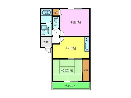 聖ソレアードA棟(2DK/1階)の間取り写真