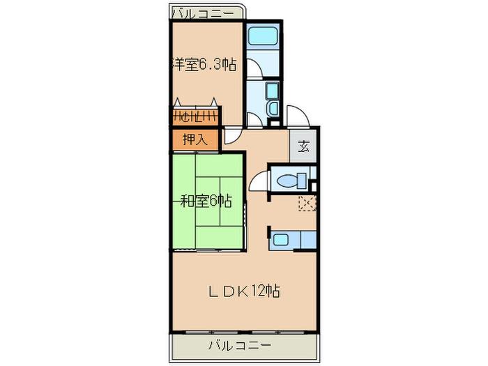 メゾンクレール(2LDK/3階)の間取り写真