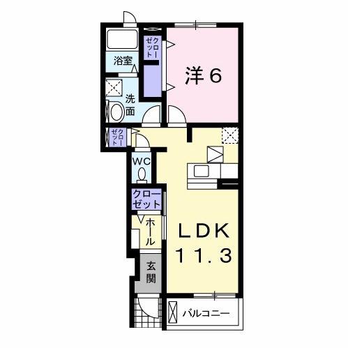 フォルテシモF(1LDK/1階)の間取り写真