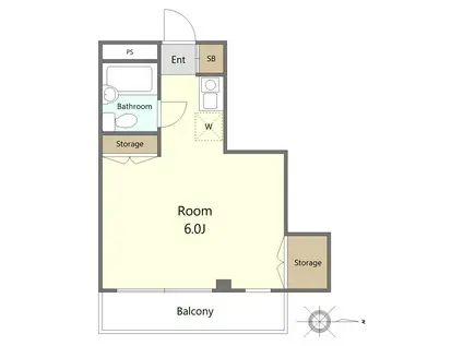 ハイツ大友(ワンルーム/2階)の間取り写真