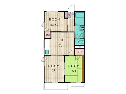 サニーセゾン東永谷C(3DK/2階)の間取り写真