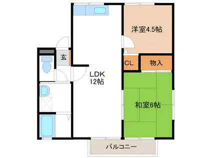 イーグルA棟(2LDK/2階)の間取り写真
