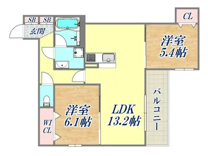 BRILANT(2LDK/3階)の間取り写真