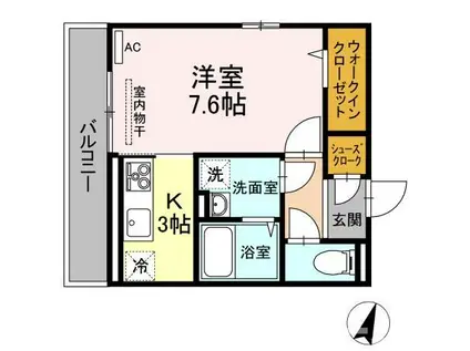 アグレッシブファイン(1K/2階)の間取り写真