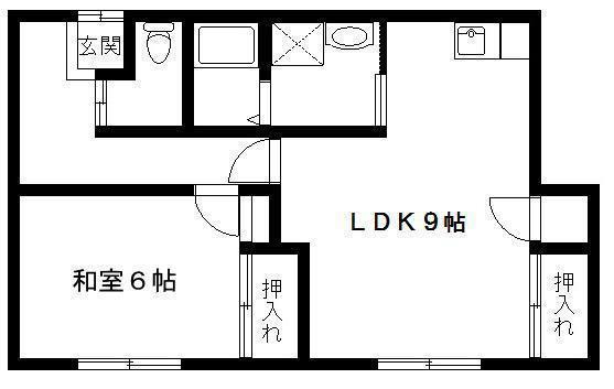コーポワカバ(1LDK/2階)の間取り写真