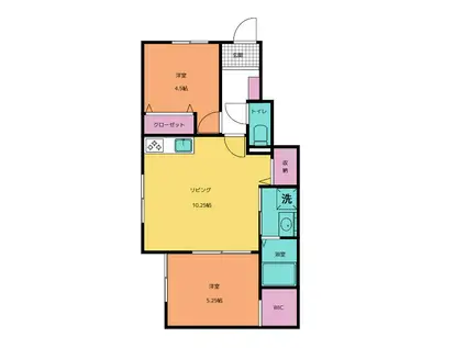 LA CASA SERENA C棟(2LDK/1階)の間取り写真