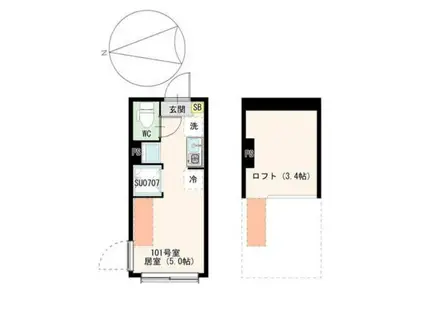 東尾久2丁目アパート(ワンルーム/1階)の間取り写真