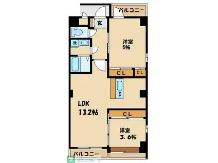 サニーテラス高幡(2LDK/3階)の間取り写真