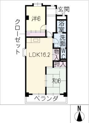 OS・SKYマンション植田南(2LDK/3階)の間取り写真