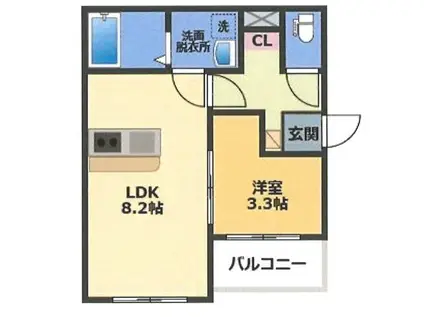 メゾン・ドゥ・アッシュ津田沼(1LDK/1階)の間取り写真