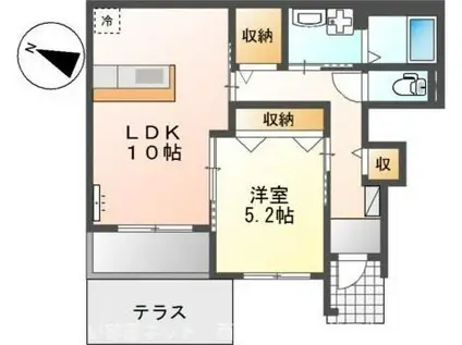 リバティハイツ(1LDK/1階)の間取り写真