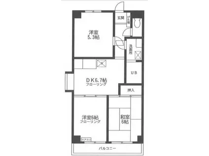 フォンテーヌ緑園(3DK/1階)の間取り写真