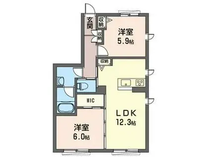グランピア(2LDK/1階)の間取り写真