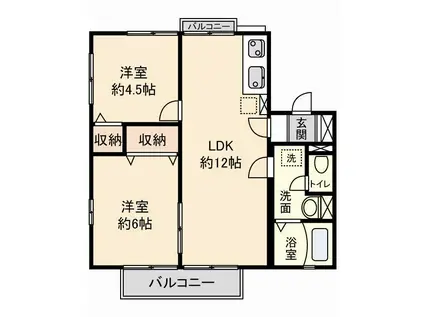 エスポワール II(2LDK/2階)の間取り写真