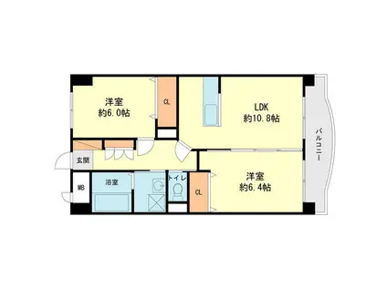 ホープ花屋敷(2LDK/3階)の間取り写真