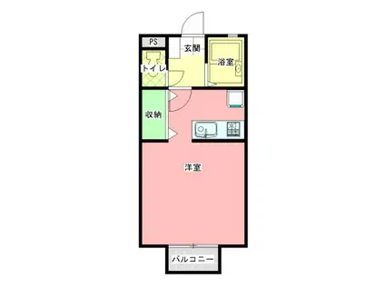 コーポ金沢B棟(ワンルーム/1階)の間取り写真