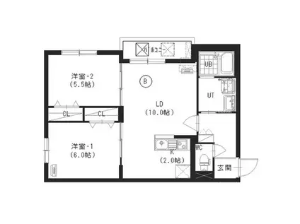 スマイルN15(2LDK/3階)の間取り写真