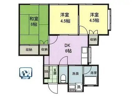 ダイヤパレス(3DK/1階)の間取り写真