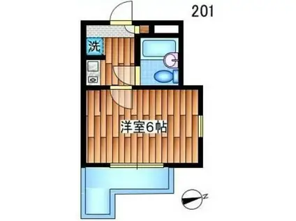 エンジェルマンション立川38番館(1K/3階)の間取り写真