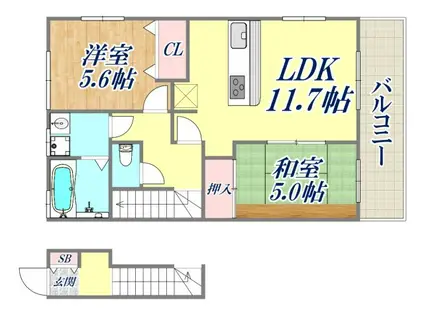 アルモーニアF(2LDK/1階)の間取り写真