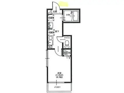 メルディア犬蔵A棟(1K/1階)の間取り写真