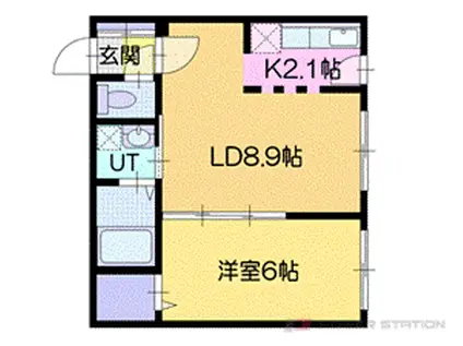 PRIMARY(1LDK/3階)の間取り写真