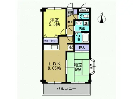 メゾン・レ・コレット(2DK/2階)の間取り写真