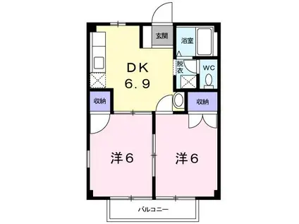 ファンタジアI(2DK/1階)の間取り写真