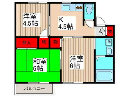 コーポジュネスS-II(3K/1階)の間取り写真