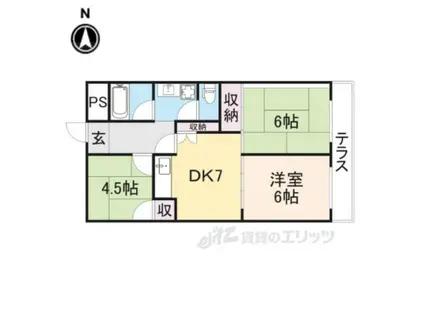 西岩崎コーポ(3DK/1階)の間取り写真