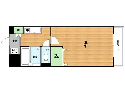 αクラージュくずはII(1K/4階)の間取り写真