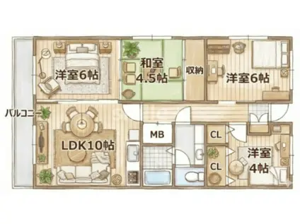 ミルフォード今S棟(4LDK/2階)の間取り写真