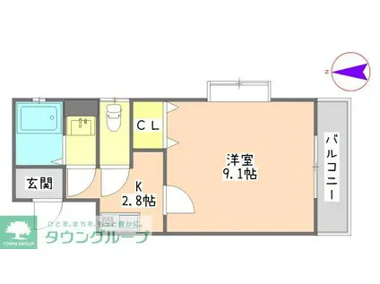 タウンコートワラビ(1K/3階)の間取り写真