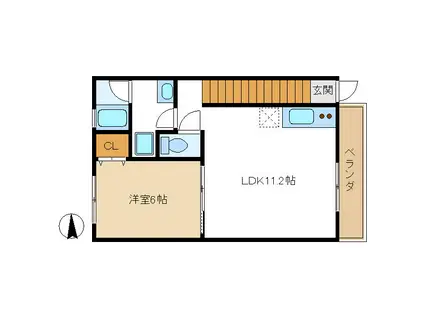 名鉄犬山線 布袋駅 徒歩52分 2階建 築21年(1LDK/2階)の間取り写真