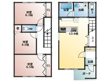 リアン7(3LDK/1階)の間取り写真